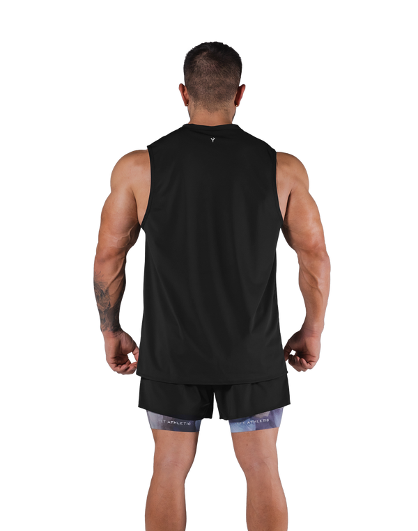 Stretch Waffle Nylon Loose Fit Tanktop 2 - Black