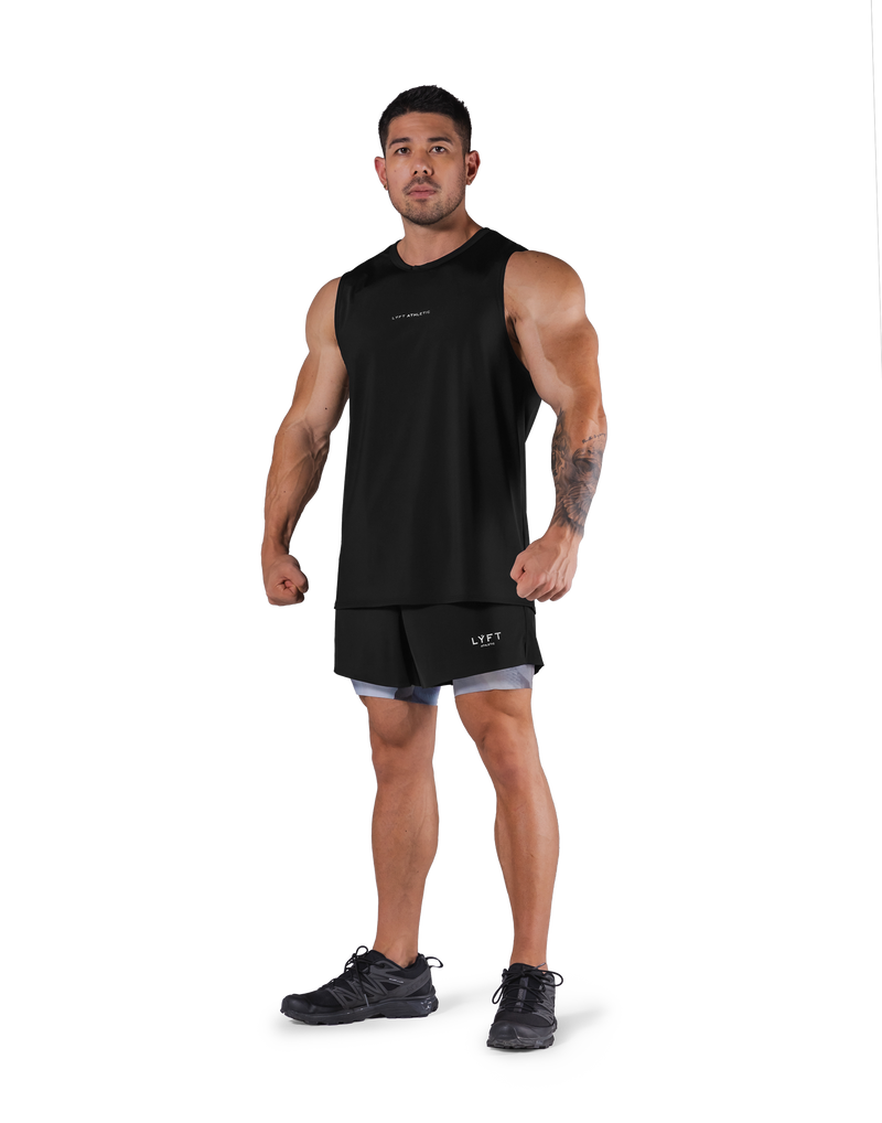 Stretch Waffle Nylon Loose Fit Tanktop 2 - Black