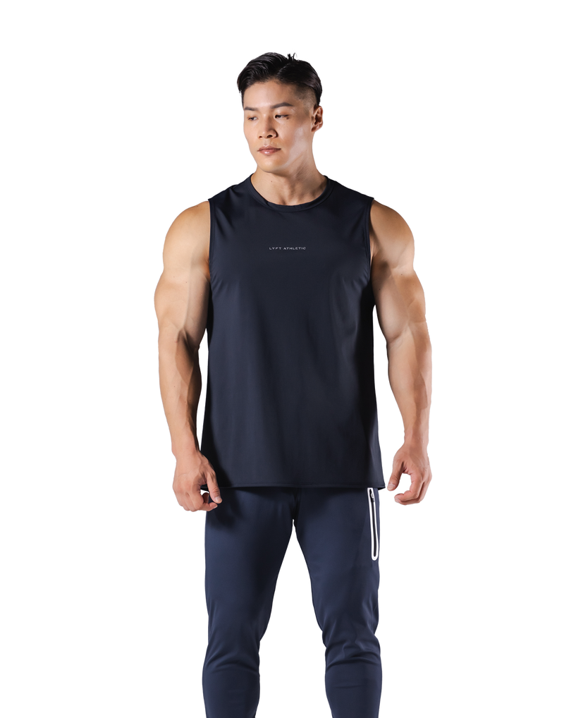 Stretch Waffle Nylon Loose Fit Tanktop 2 - Navy