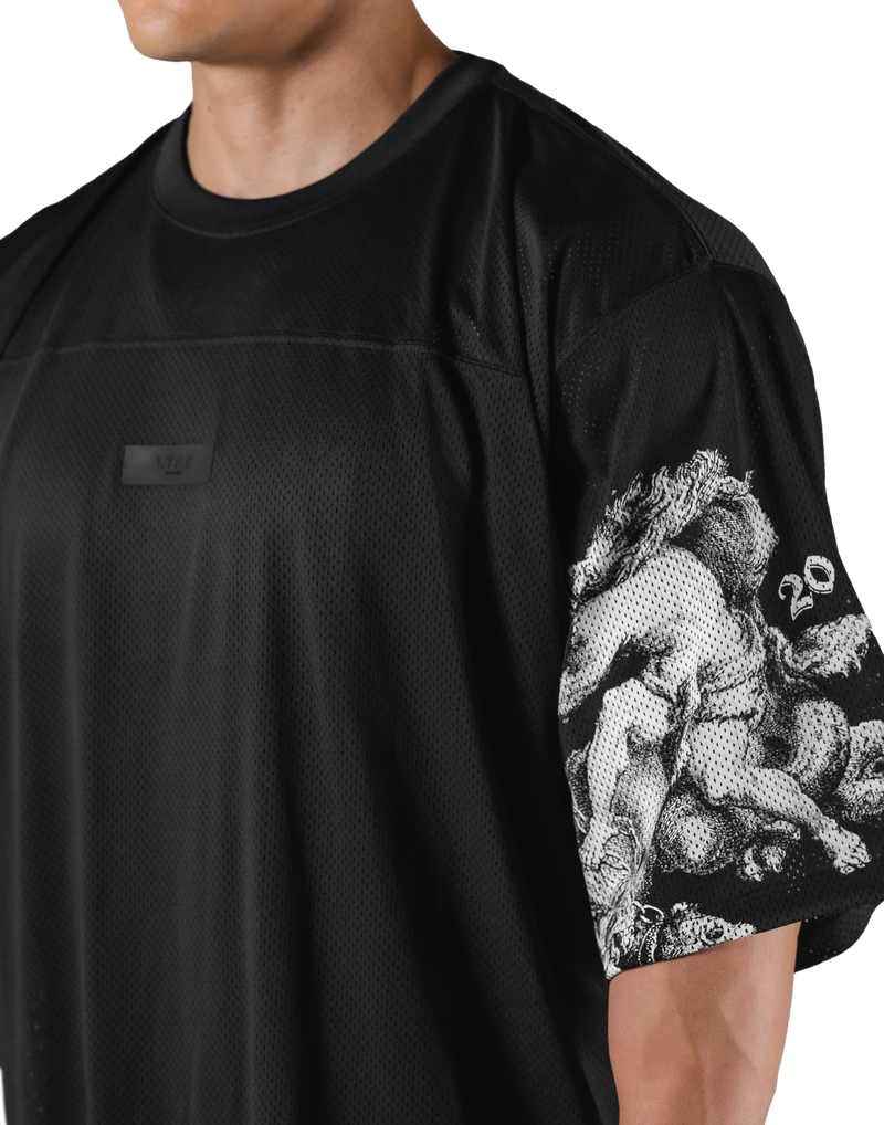 Mythological Graphic Football Shirt - Black