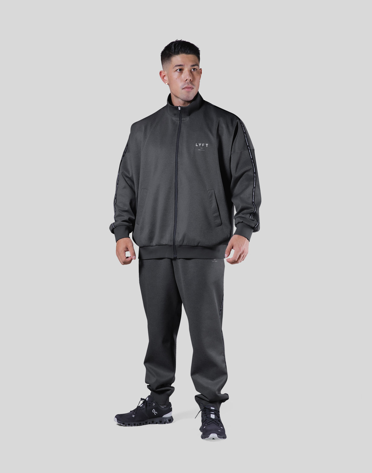 Back Emblem Oversize Track Jacket - D.Grey