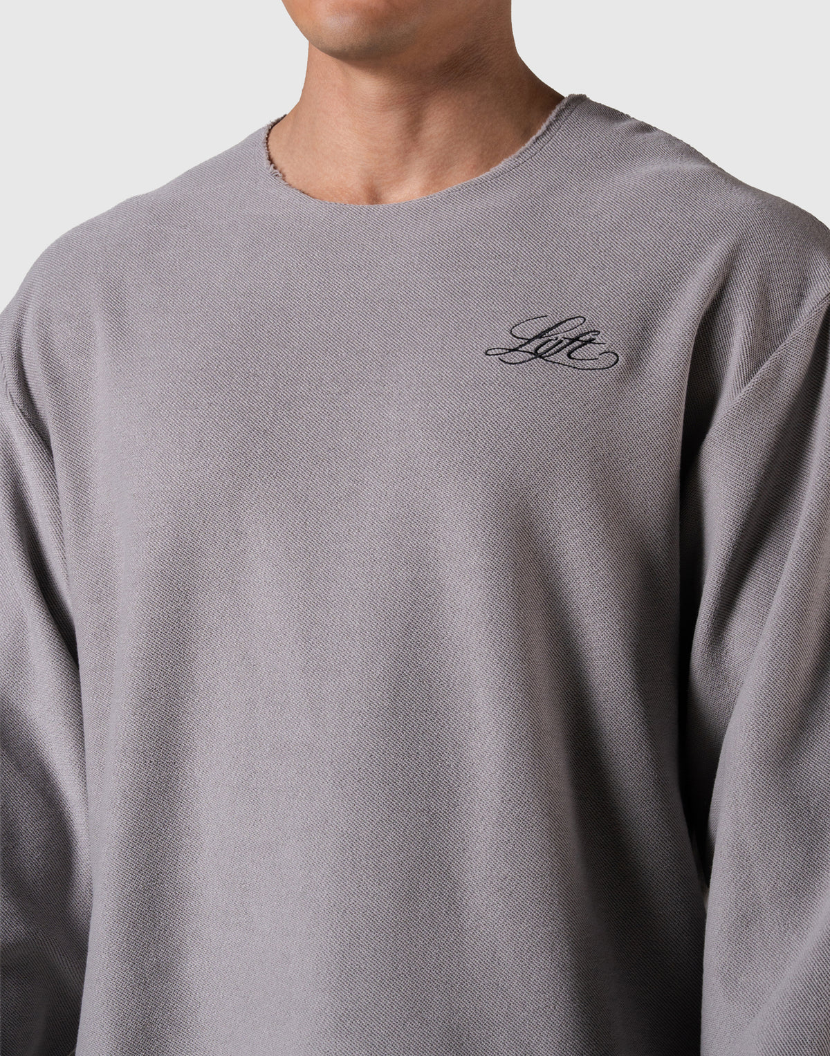 Script Logo Cut-Off Sweat Long Sleeve T-Shirt - Grey