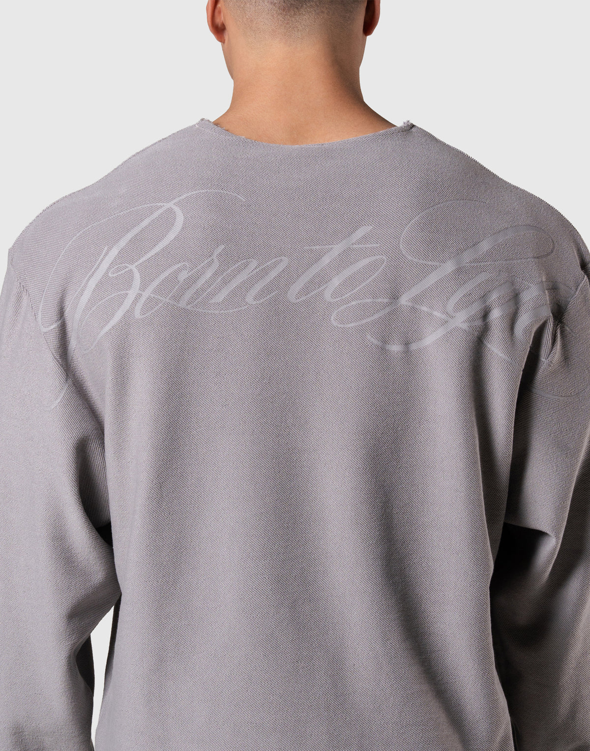 Script Logo Cut-Off Sweat Long Sleeve T-Shirt - Grey