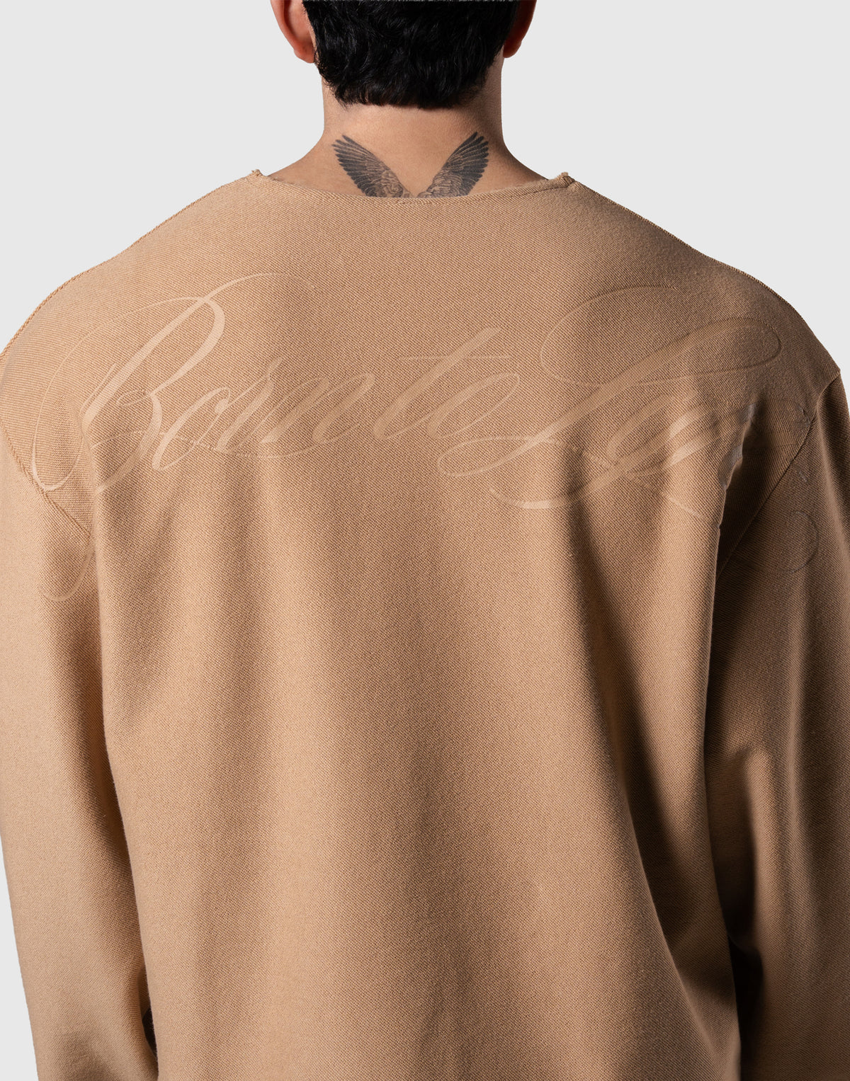 Script Logo Cut-Off Sweat Long Sleeve T-Shirt - Beige