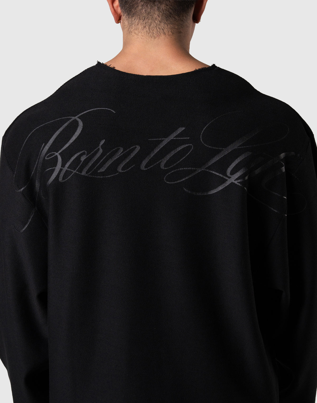 Script Logo Cut-Off Sweat Long Sleeve T-Shirt - Black