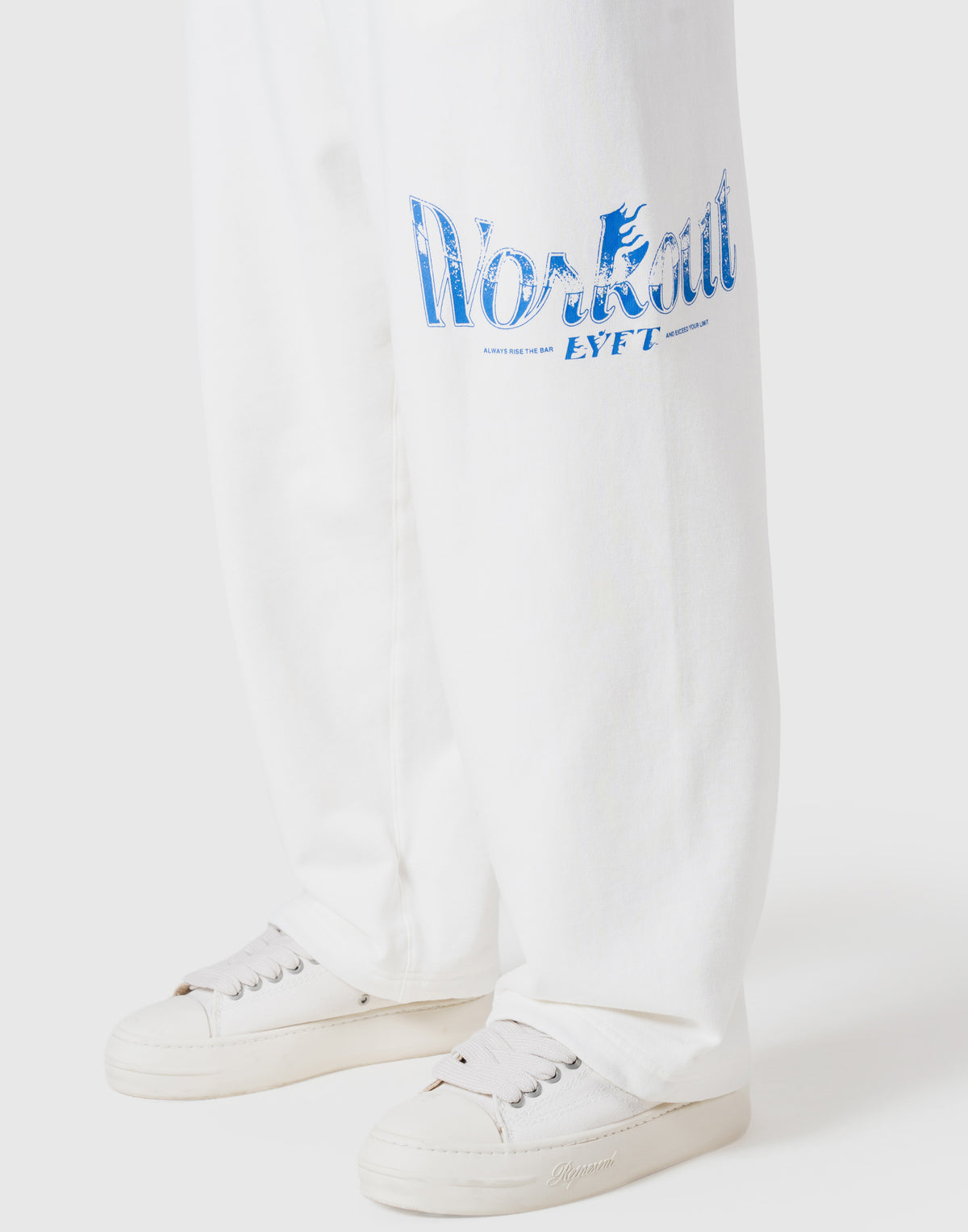 Work Out Graphic Vintage Wide Sweat Pants - Ivory