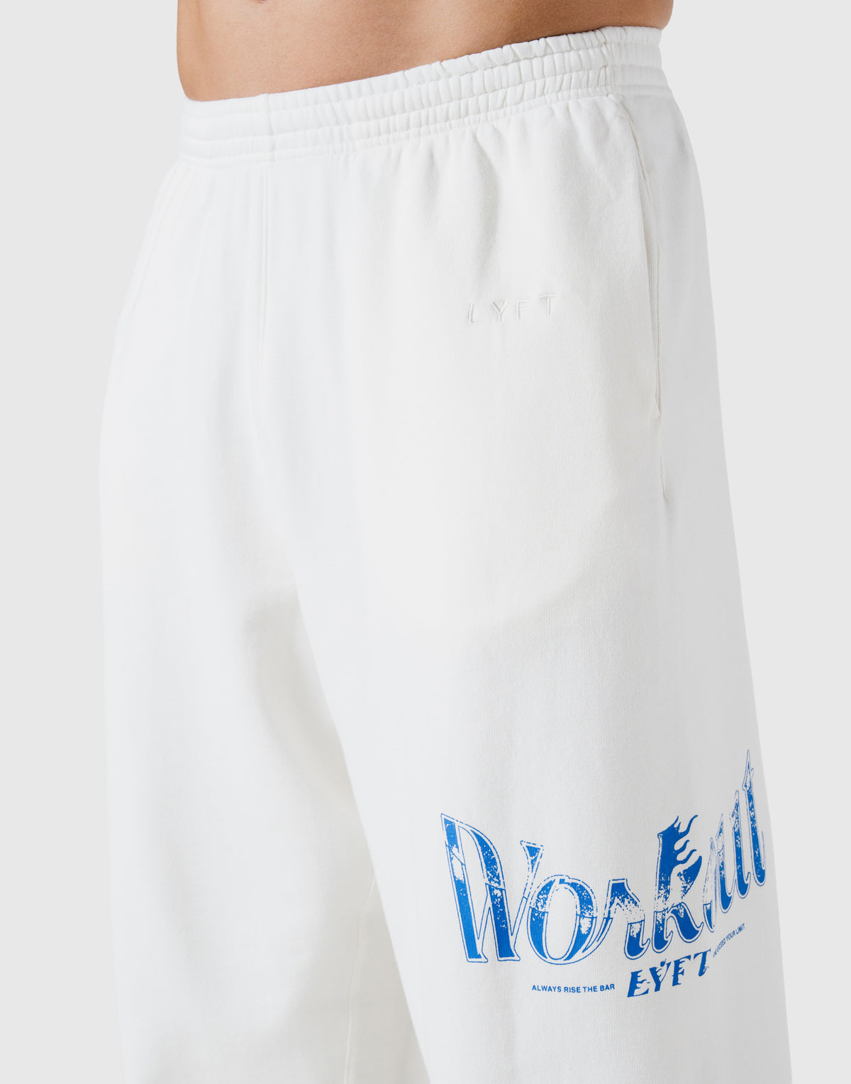Work Out Graphic Vintage Wide Sweat Pants - Ivory