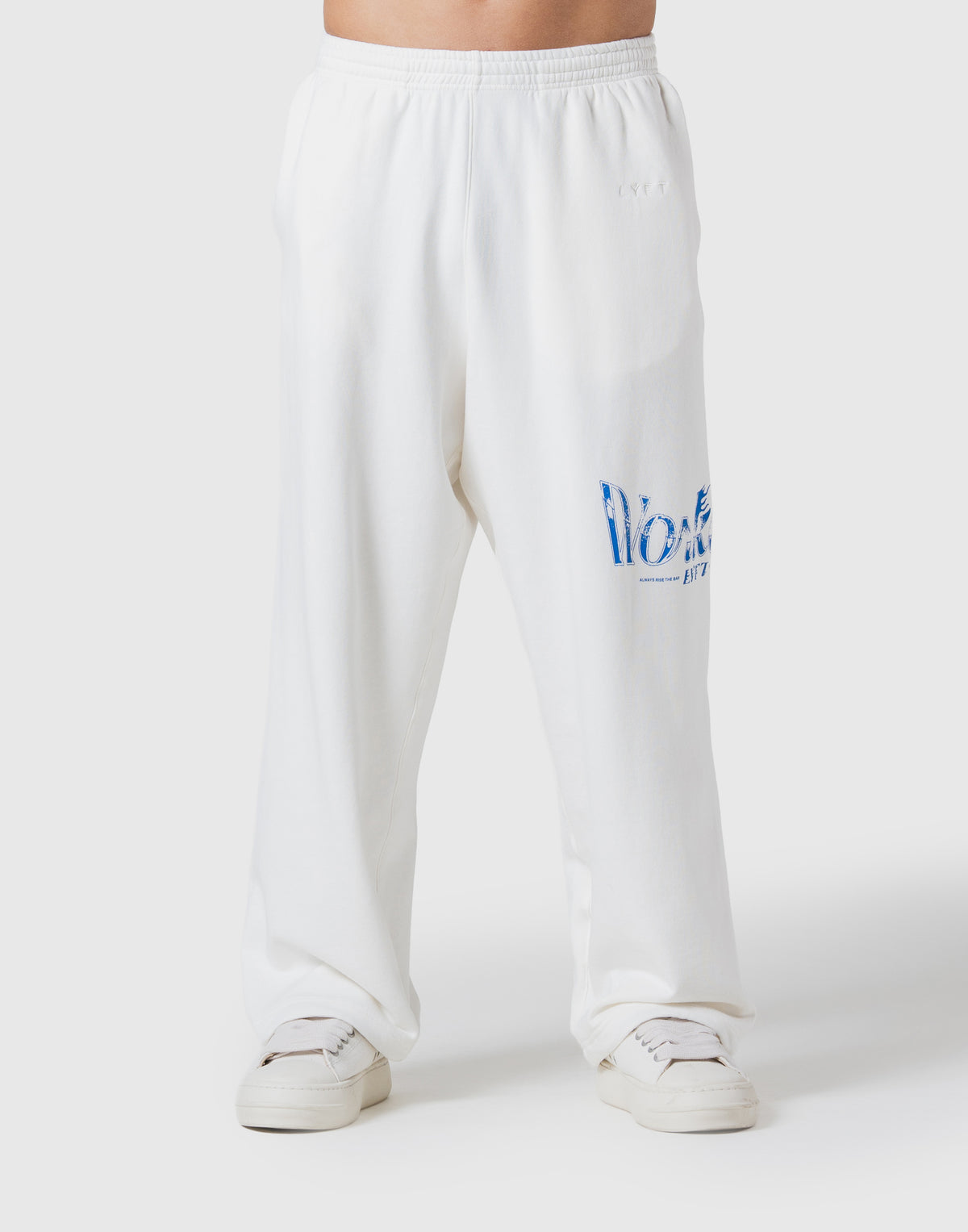 Work Out Graphic Vintage Wide Sweat Pants - Ivory