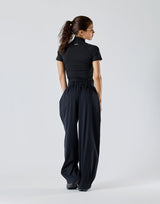 Cropped Slim Fit Short Sleeve Jacket - Black