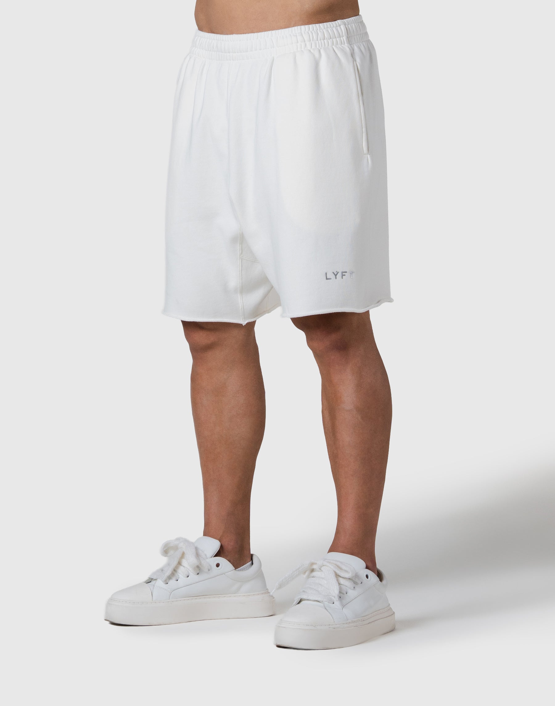LÝFT Logo Vintage Cut-Off Sweat Shorts - Ivory