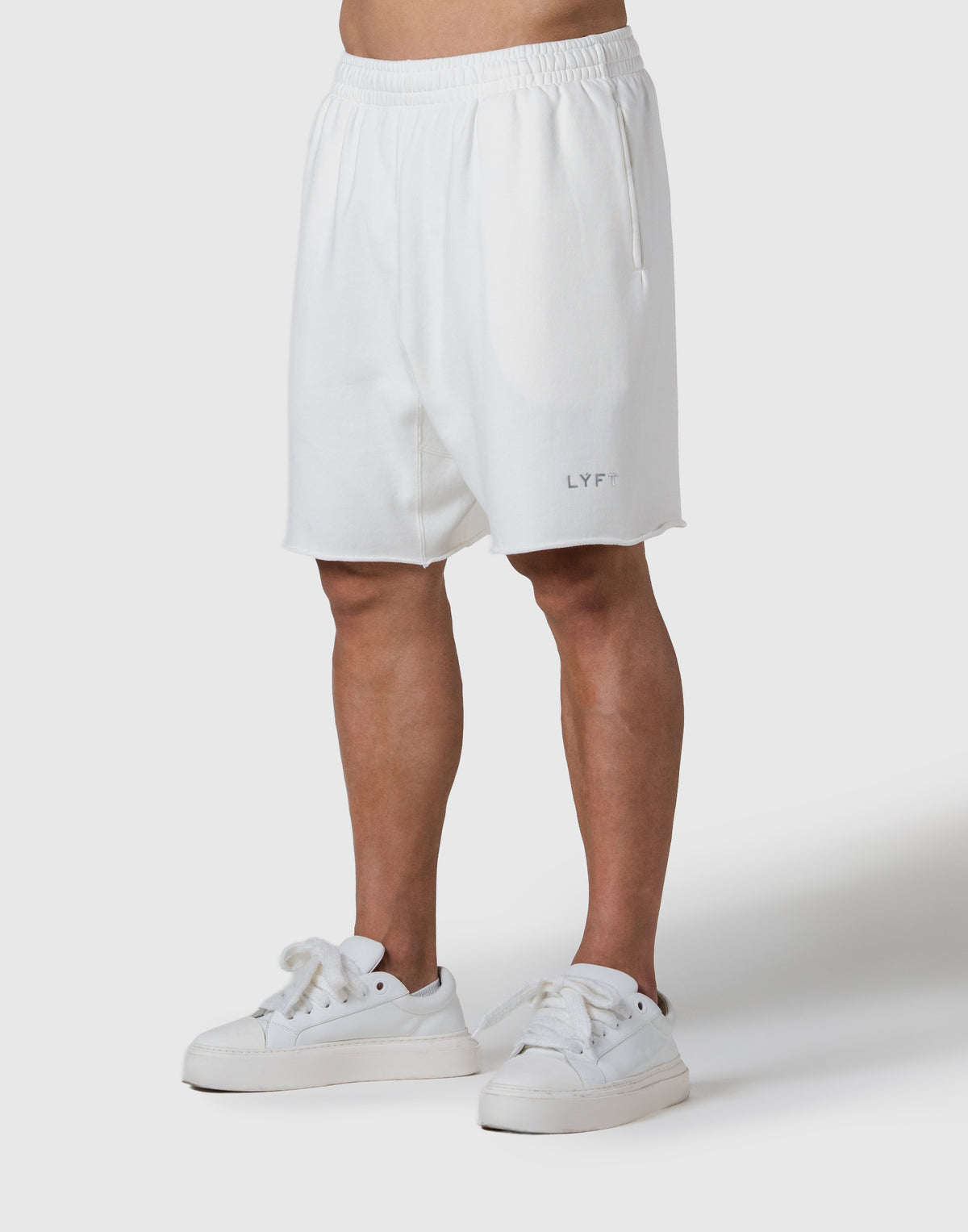 LÝFT Logo Vintage Cut-Off Sweat Shorts - Ivory