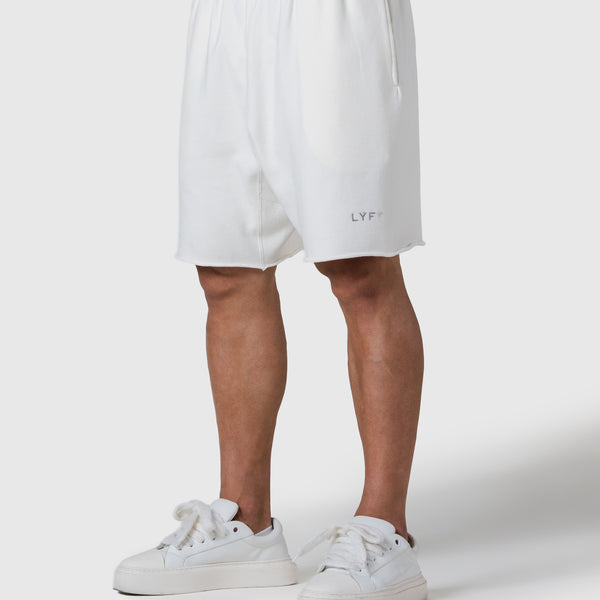 LÝFT Logo Vintage Cut-Off Sweat Shorts - Ivory