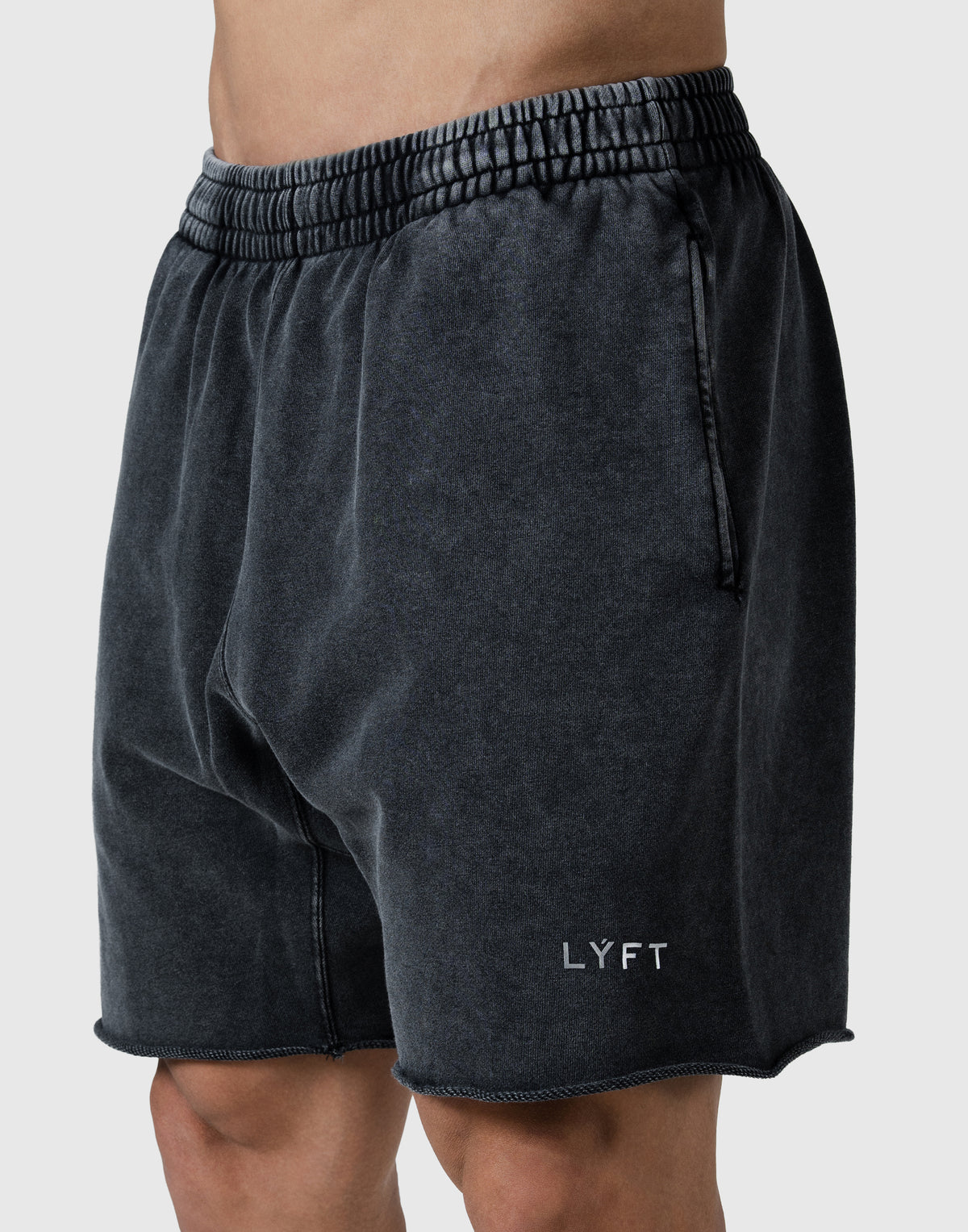 LÝFT Logo Vintage Cut-Off Sweat Shorts - Black