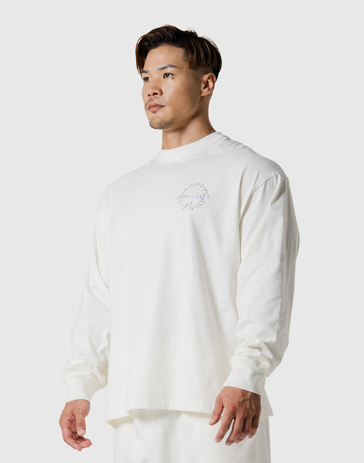 Orbit Script Logo Vintage Long Sleeve T-Shirt - Ivory