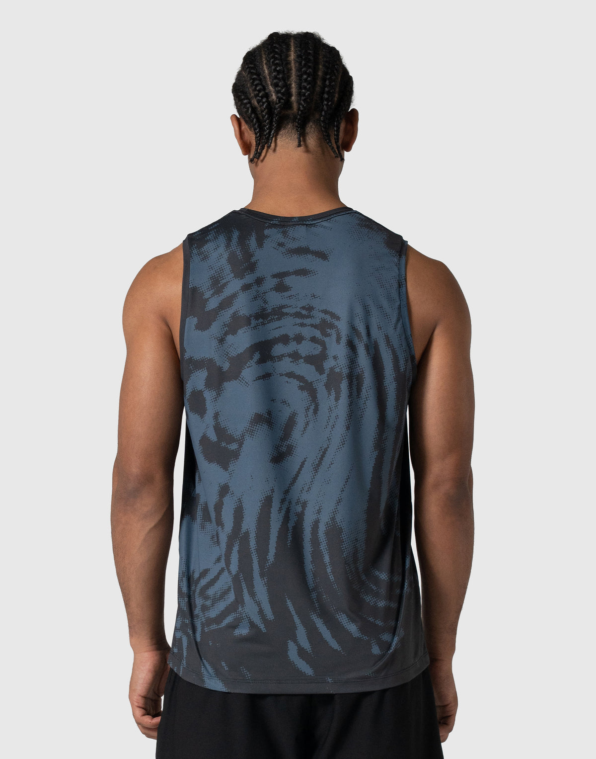 Wave Pattern Graphic Stretch Tanktop - Blue
