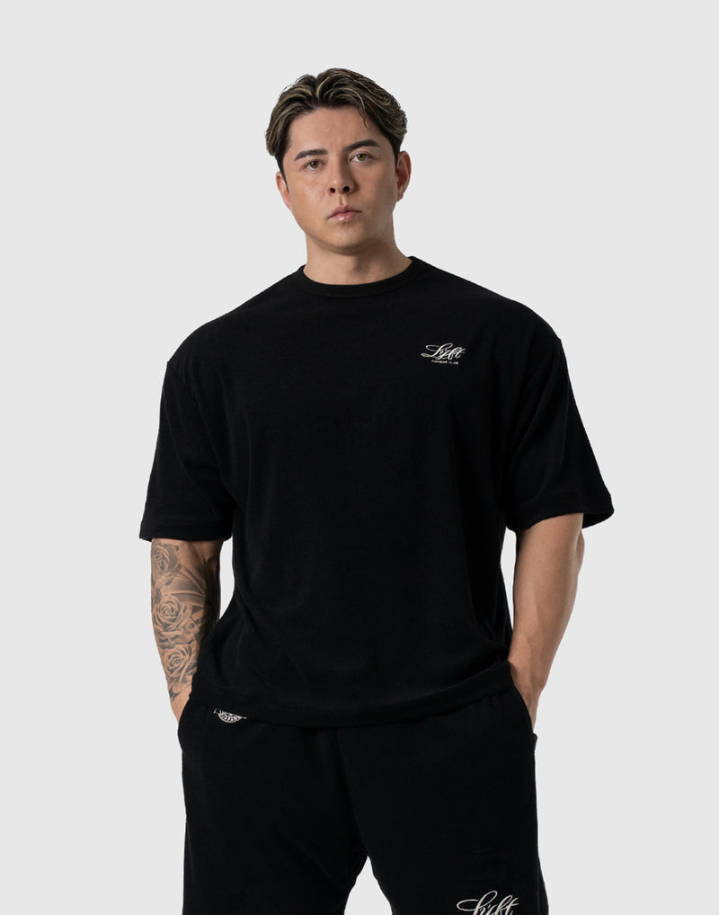 Cursive LÝFT Logo Pile Big T-Shirt - Black