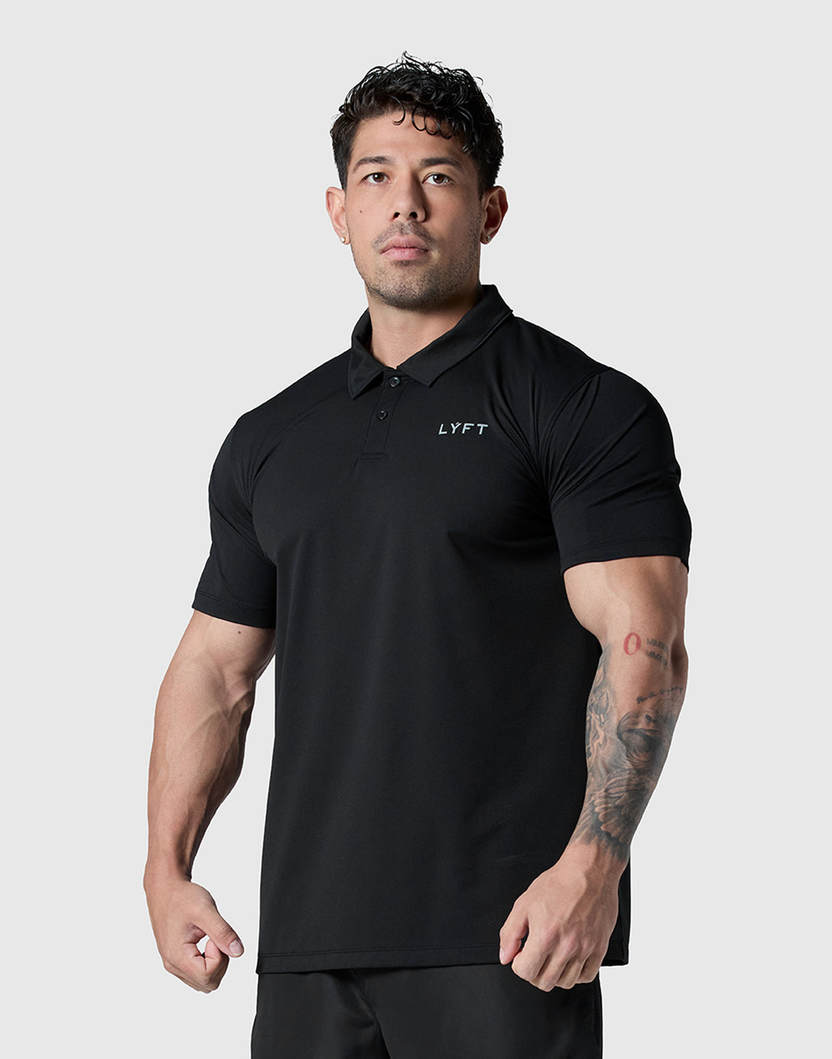 LÝFT Nylon Polo Shirt - Black