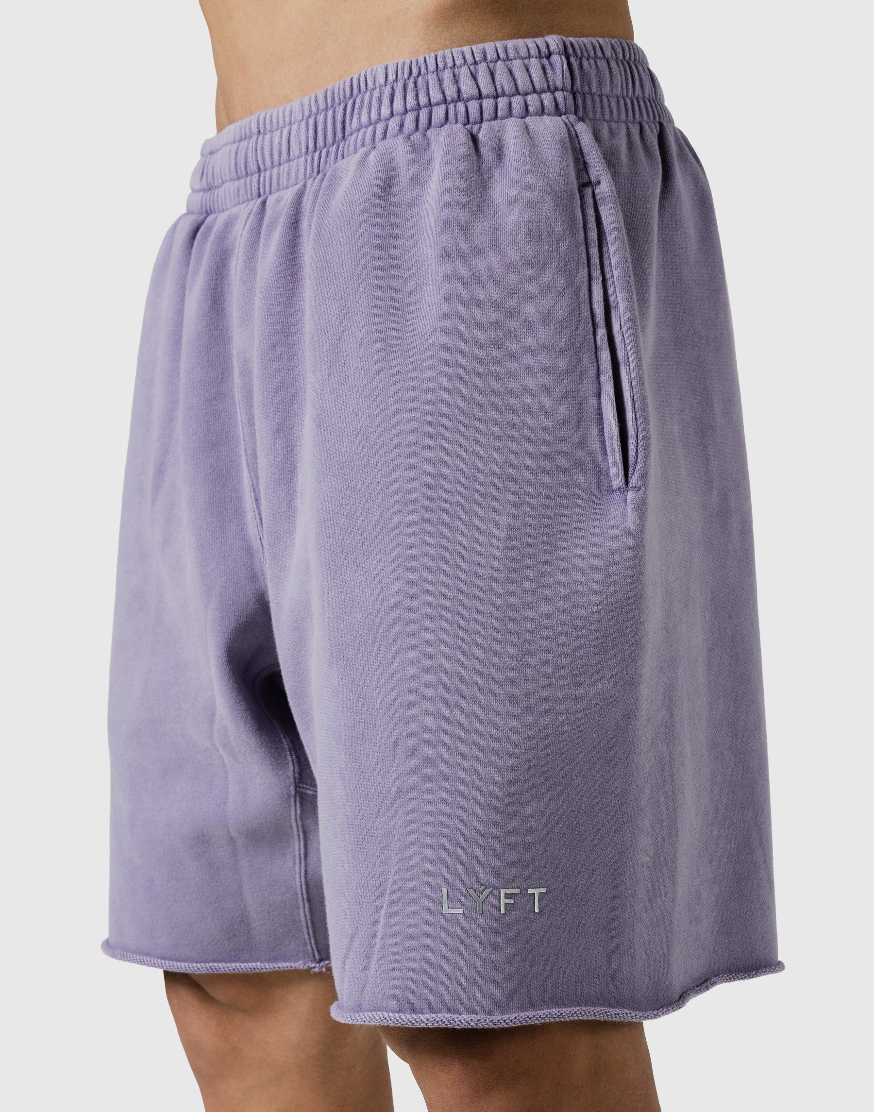 LÝFT Logo Vintage Cut-Off Sweat Shorts - Purple
