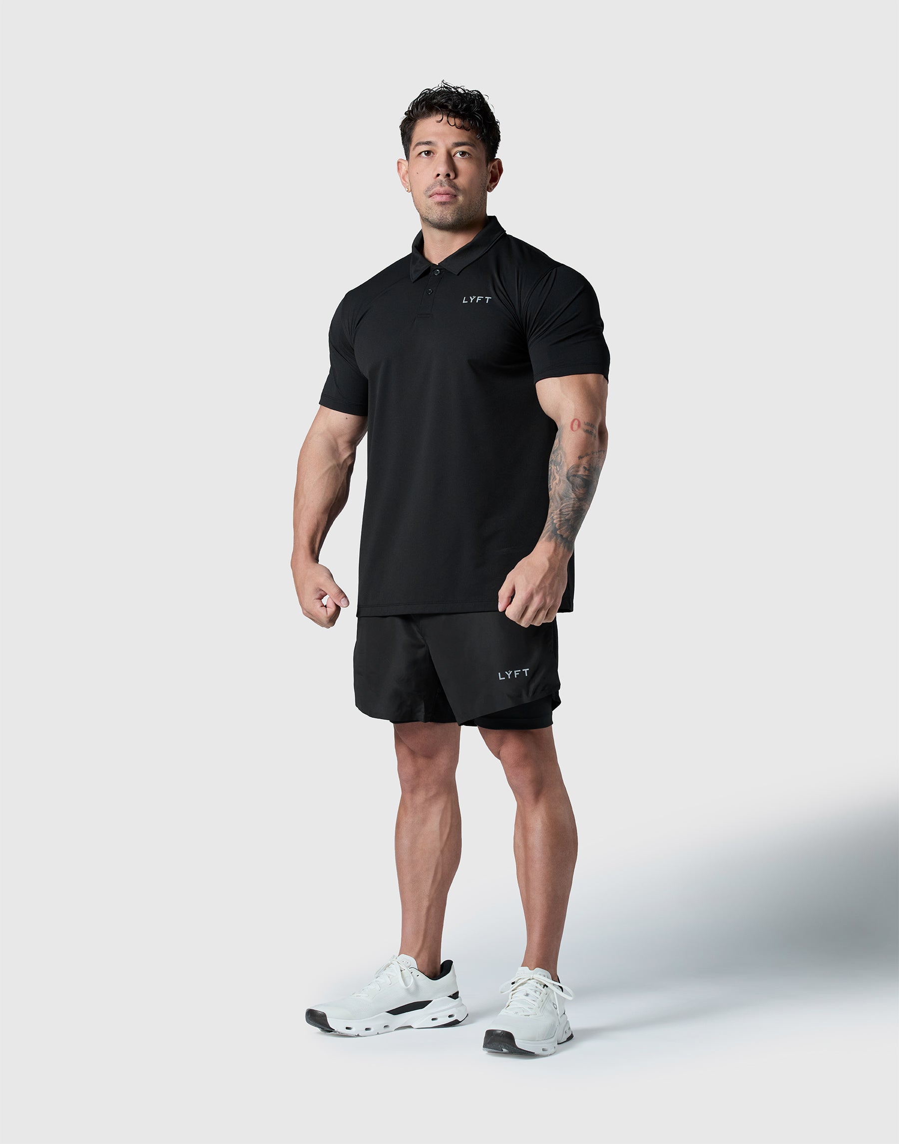 LÝFT Nylon Polo Shirt - Black