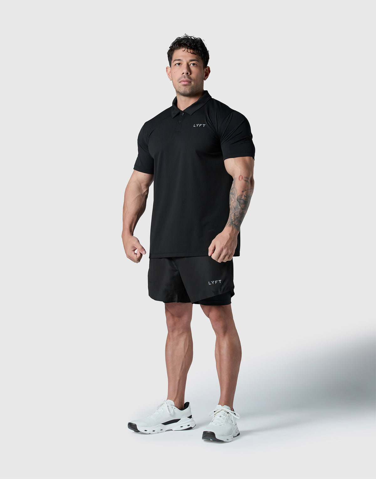LÝFT Nylon Polo Shirt - Black