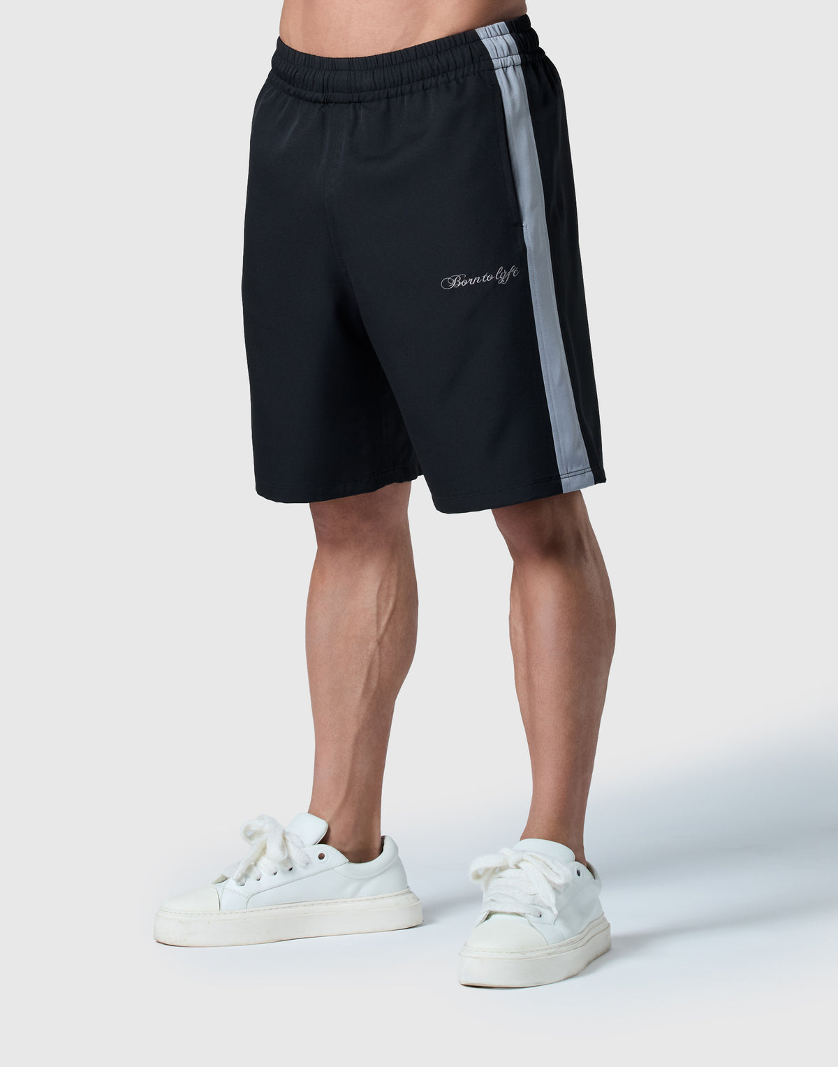 Script Logo Side Line Shorts - Black