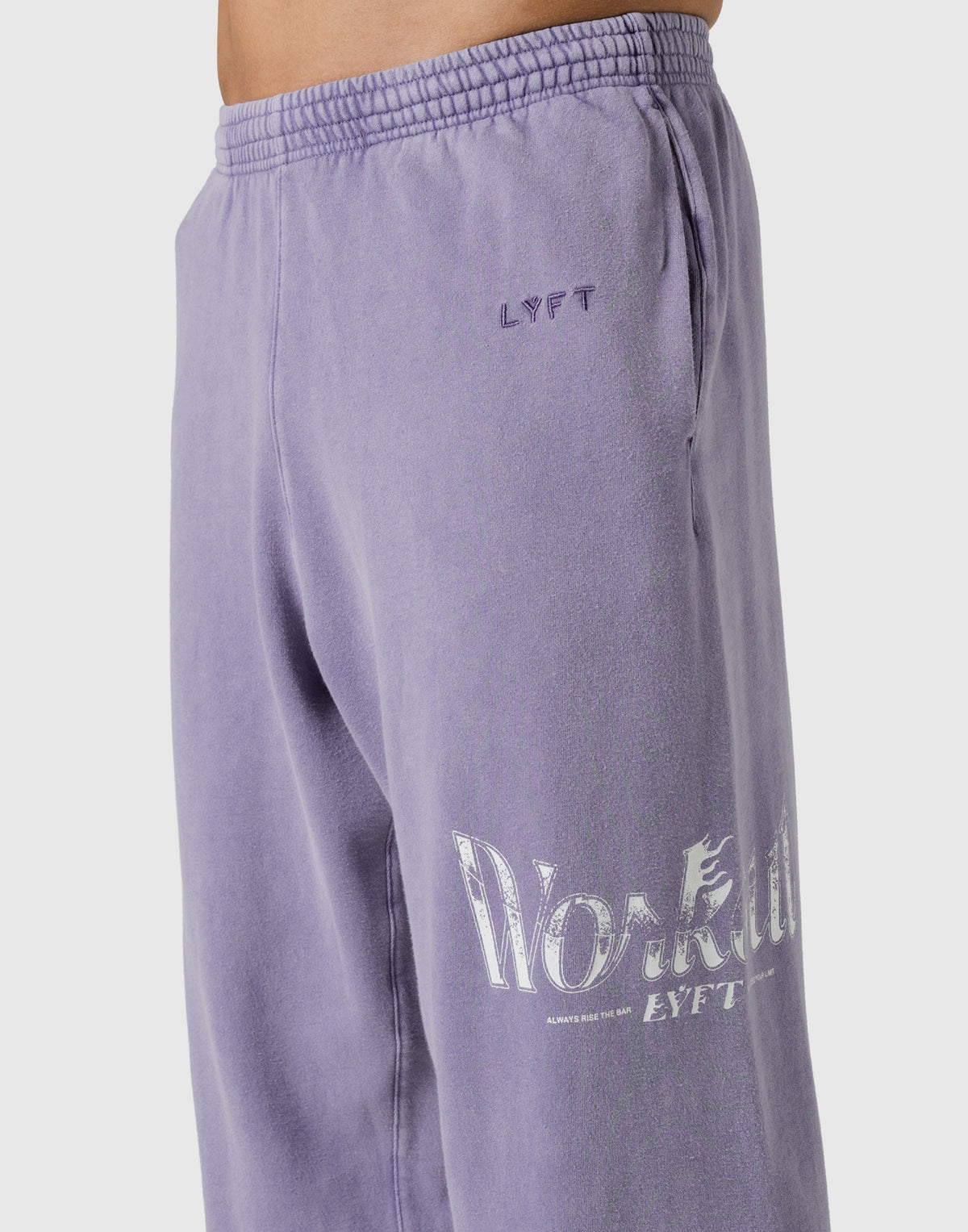 Work Out Graphic Vintage Wide Sweat Pants - Purple