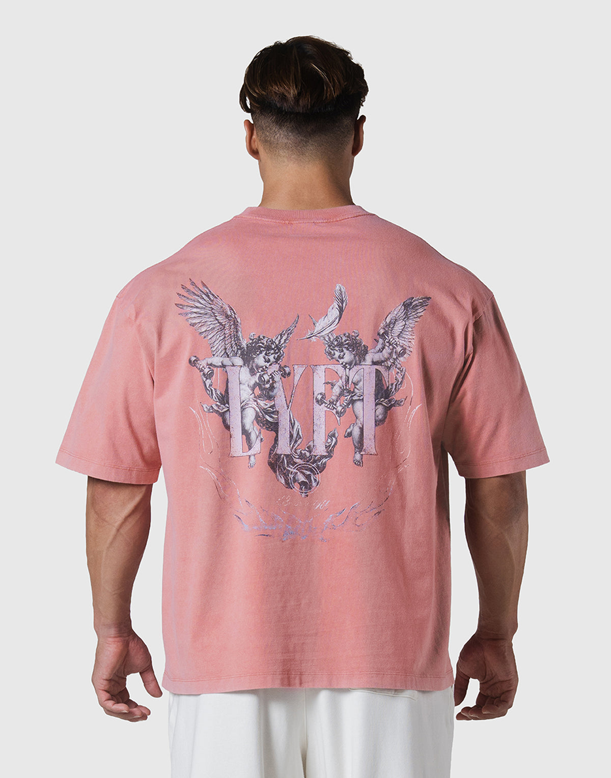 Angel Graphic Vintage Big T-Shirt - Pink