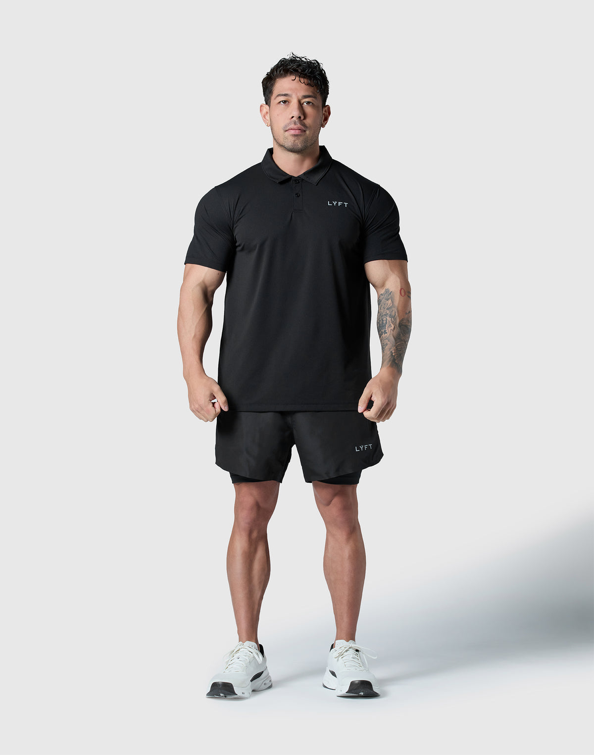 LÝFT Nylon Polo Shirt - Black