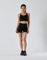 Back Pocket Biker Short Leggings - Black