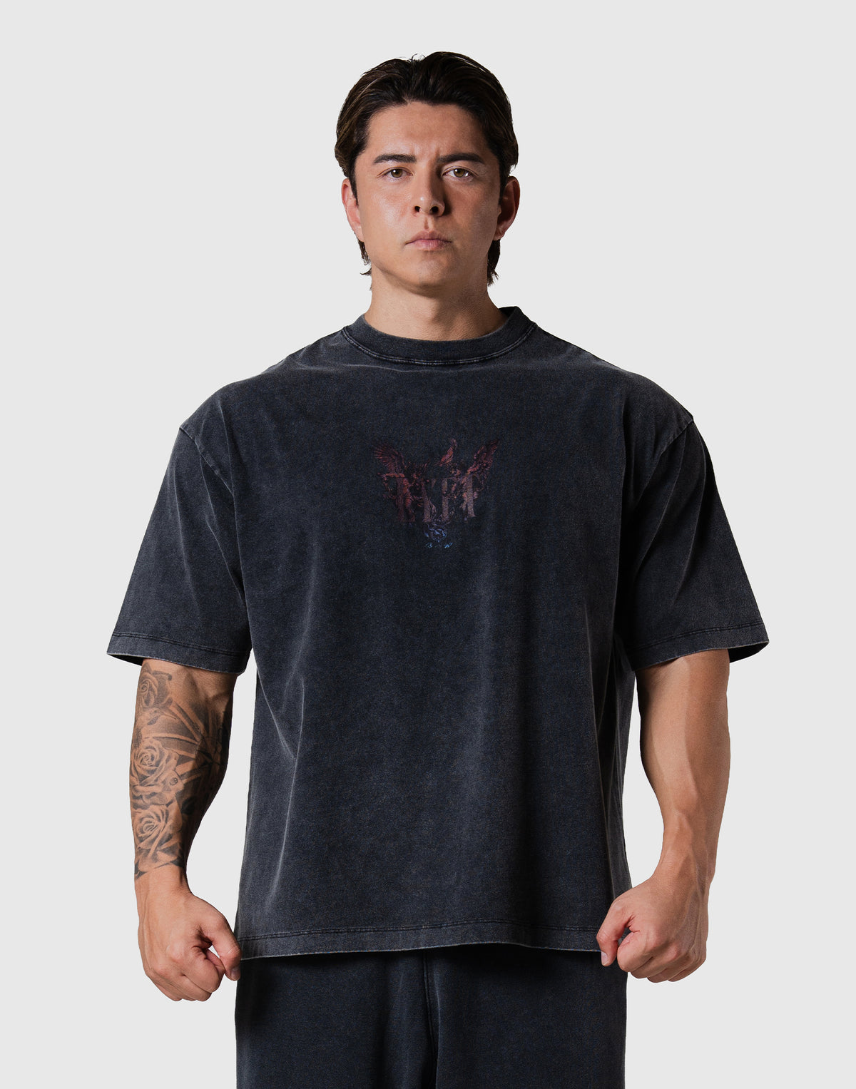 Angel Graphic Vintage Big T-Shirt - Black