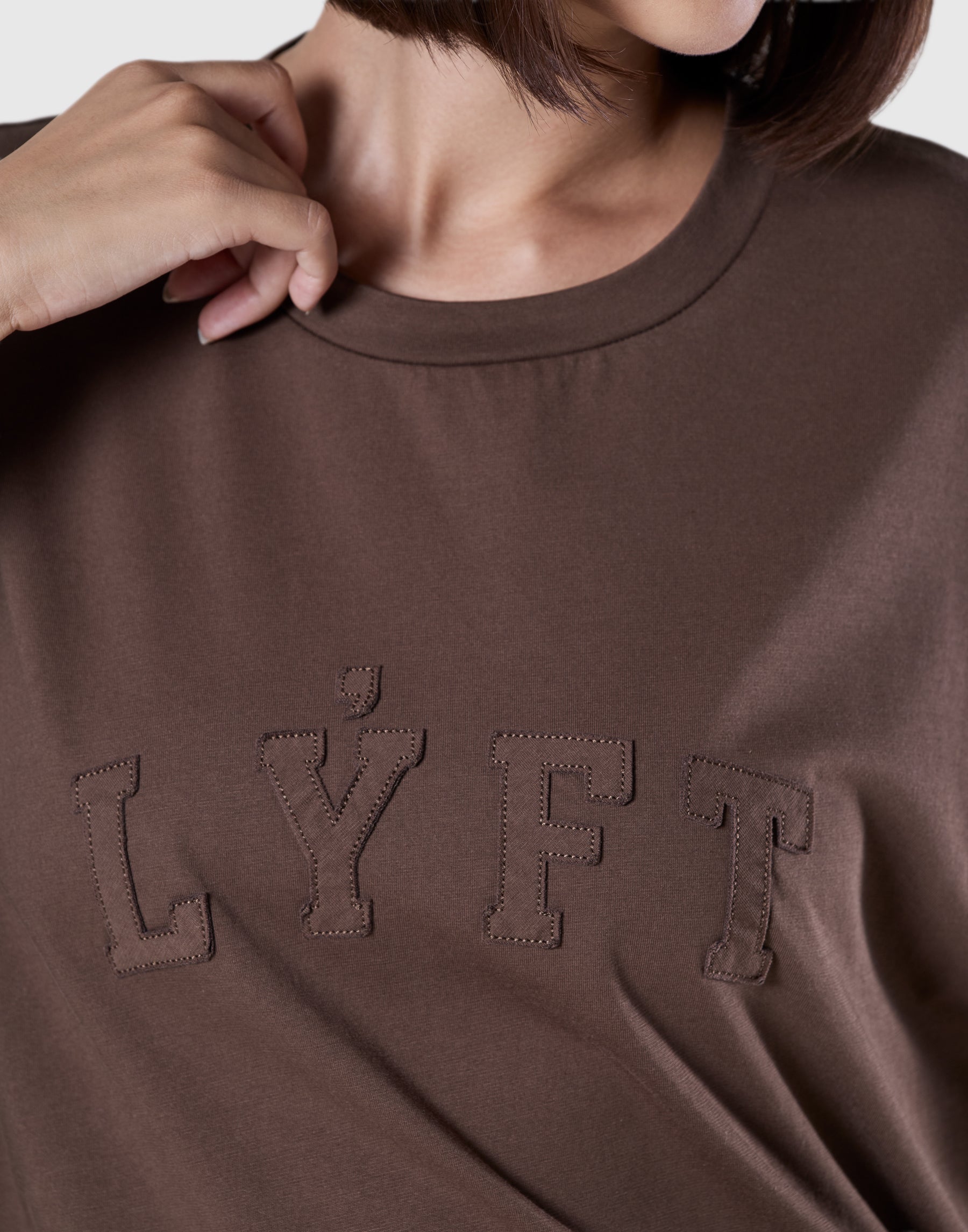 Dolman sleeve cinch-hem T-shirt - Brown – LÝFT