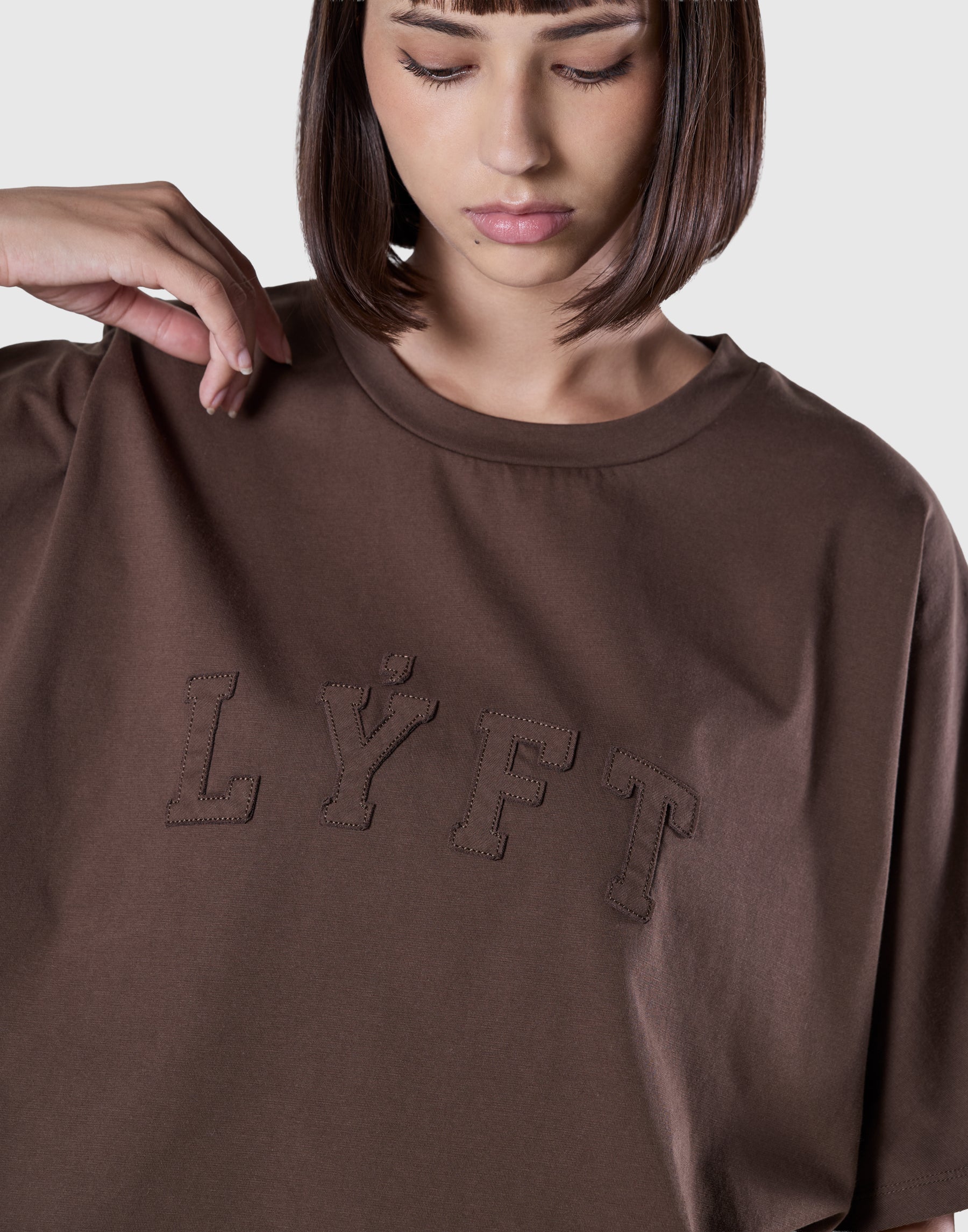 Dolman sleeve cinch-hem T-shirt - Brown – LÝFT
