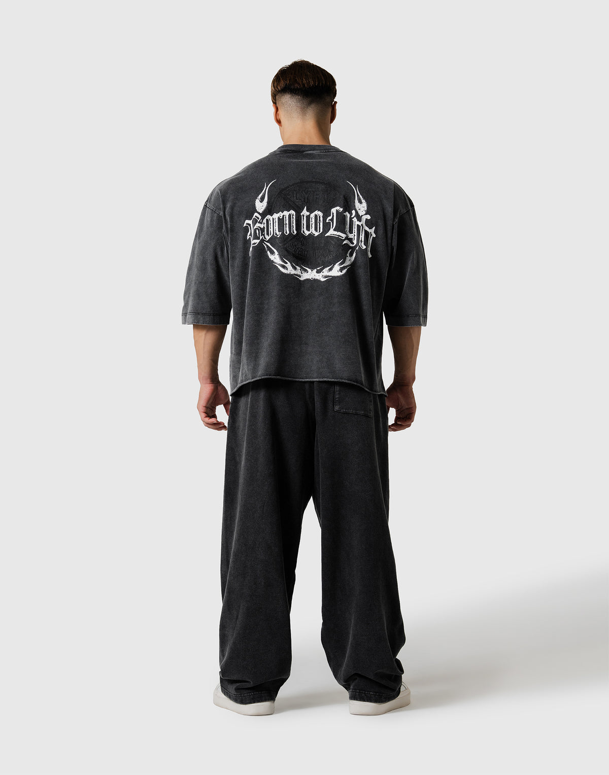 Plate Fire Graphic Vintage Big T-Shirt - Black