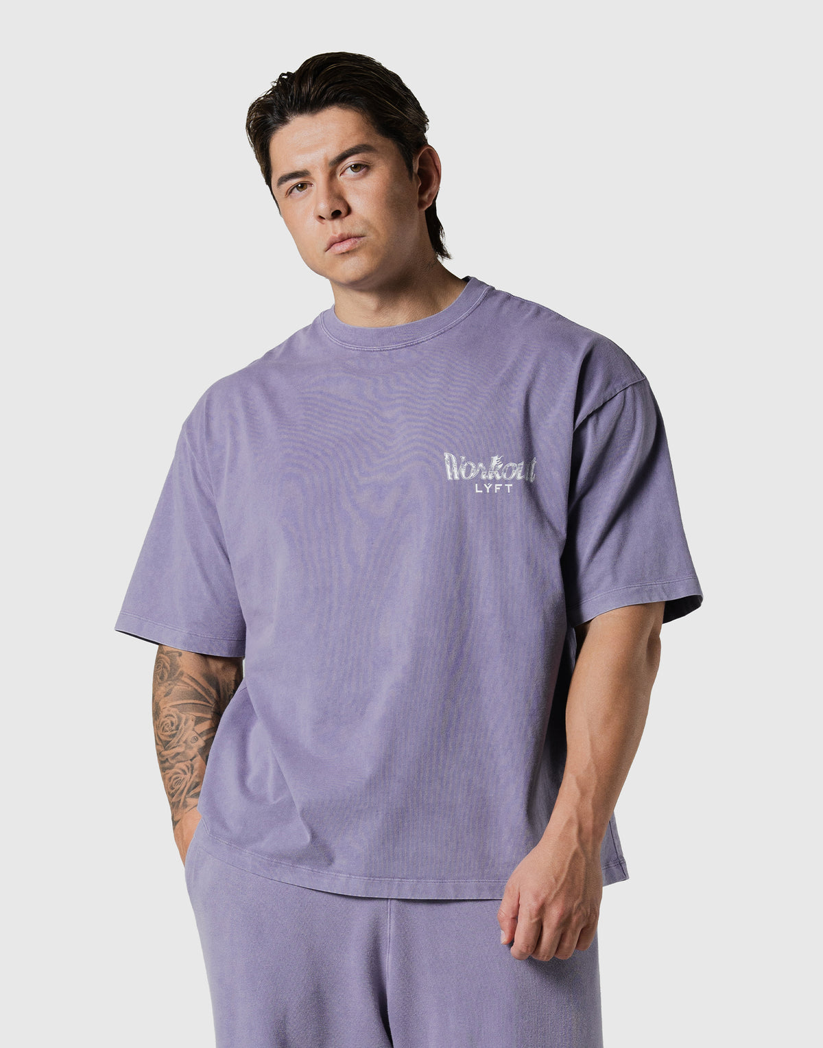 Work Out Graphic Vintage Big T-Shirt - Purple