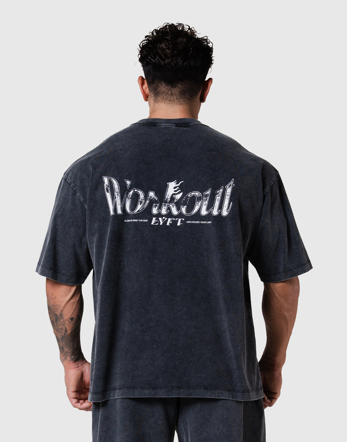 Work Out Graphic Vintage Big T-Shirt - Black