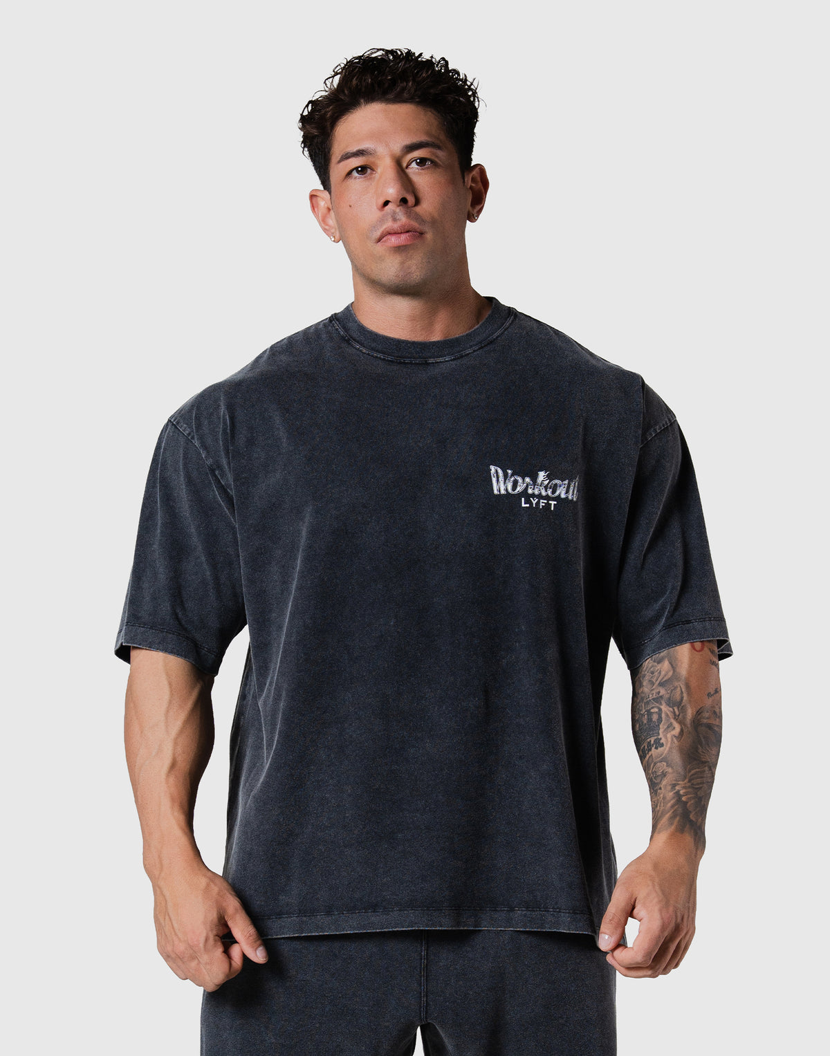 Work Out Graphic Vintage Big T-Shirt - Black