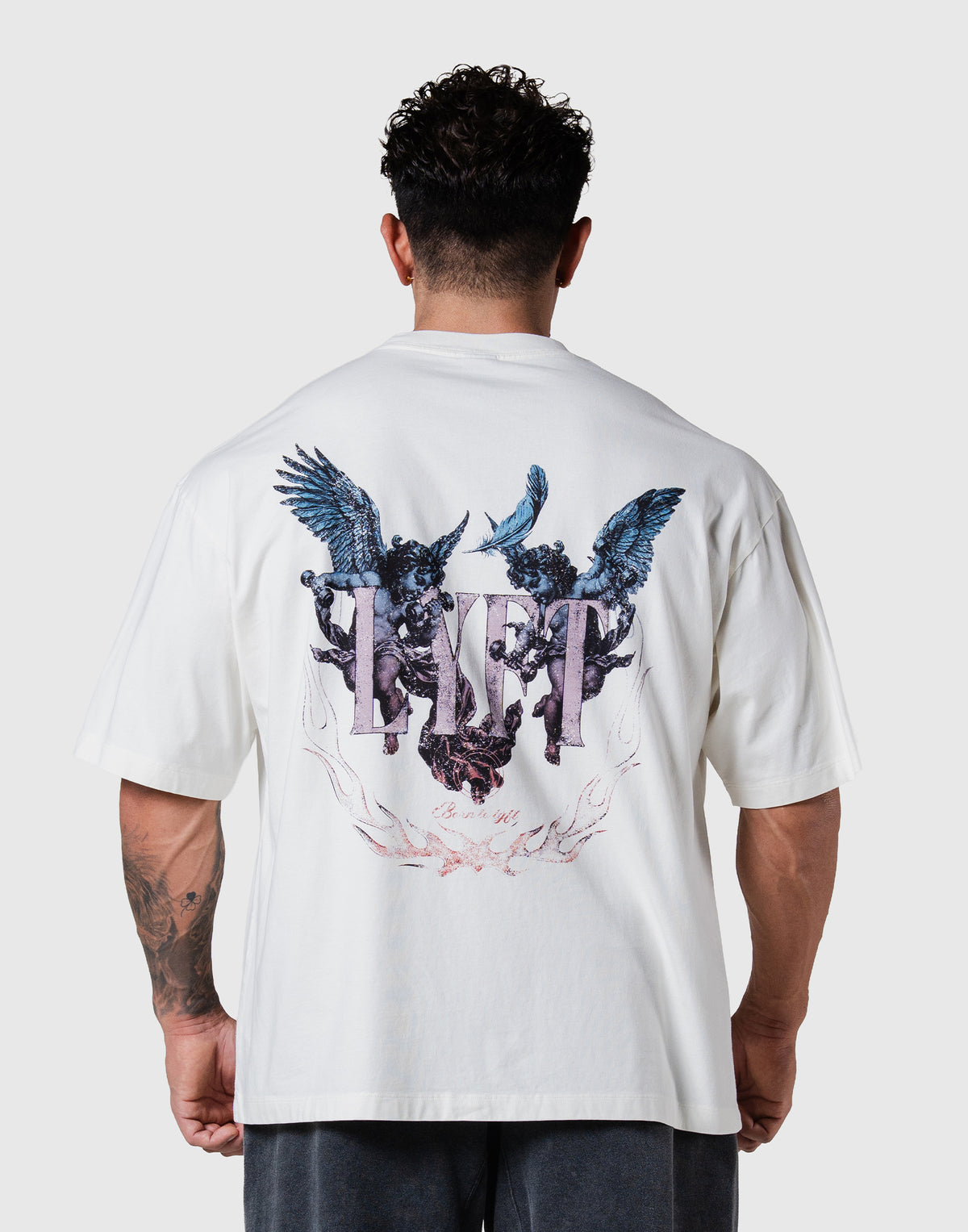 Angel Graphic Vintage Big T-Shirt - Ivory