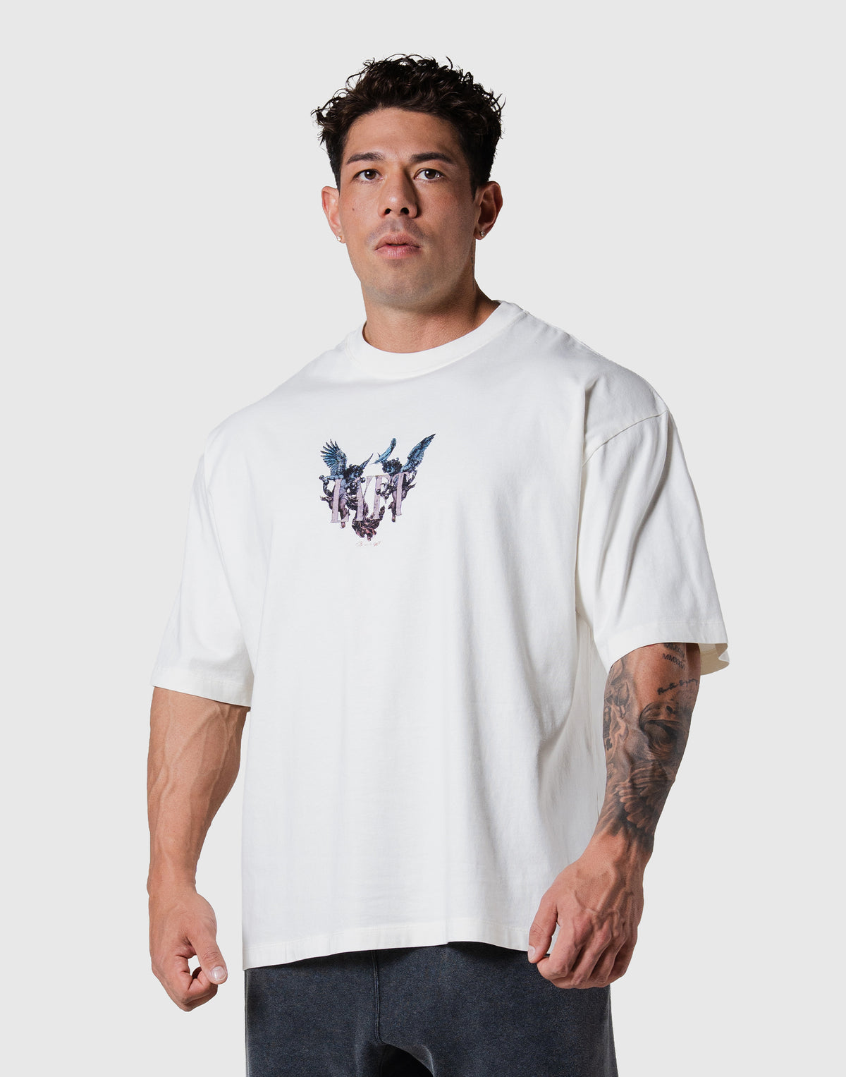 Angel Graphic Vintage Big T-Shirt - Ivory