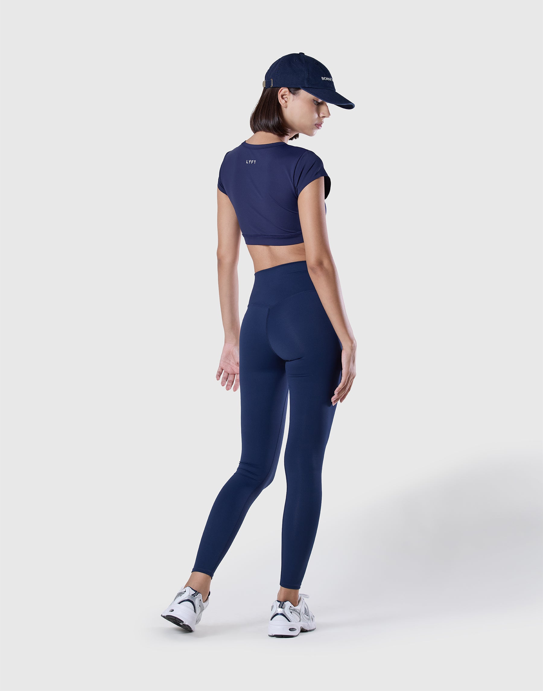 Sleek Cap Boxy Crop T-Shirt - Navy – LÝFT