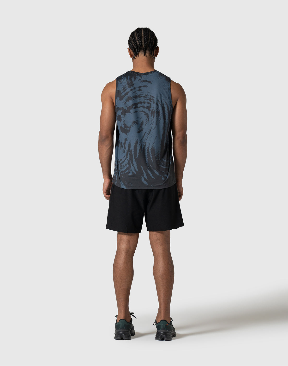 Wave Pattern Graphic Stretch Tanktop - Blue