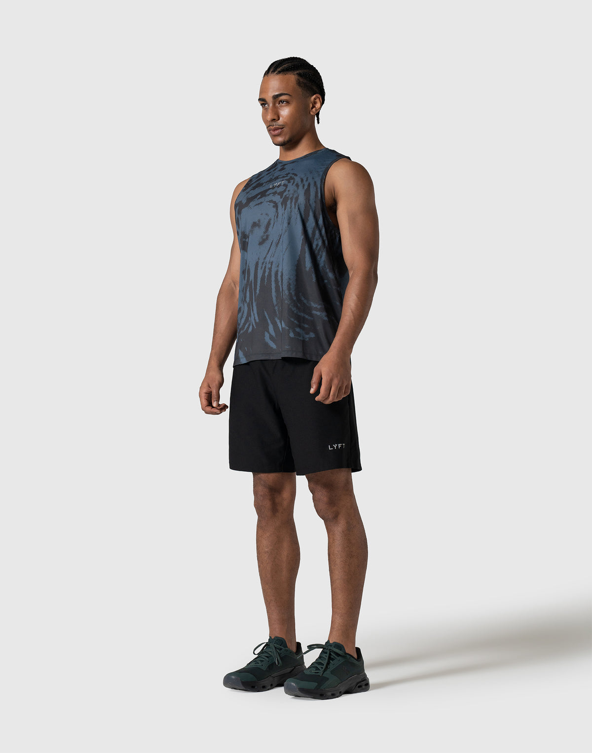 Wave Pattern Graphic Stretch Tanktop - Blue