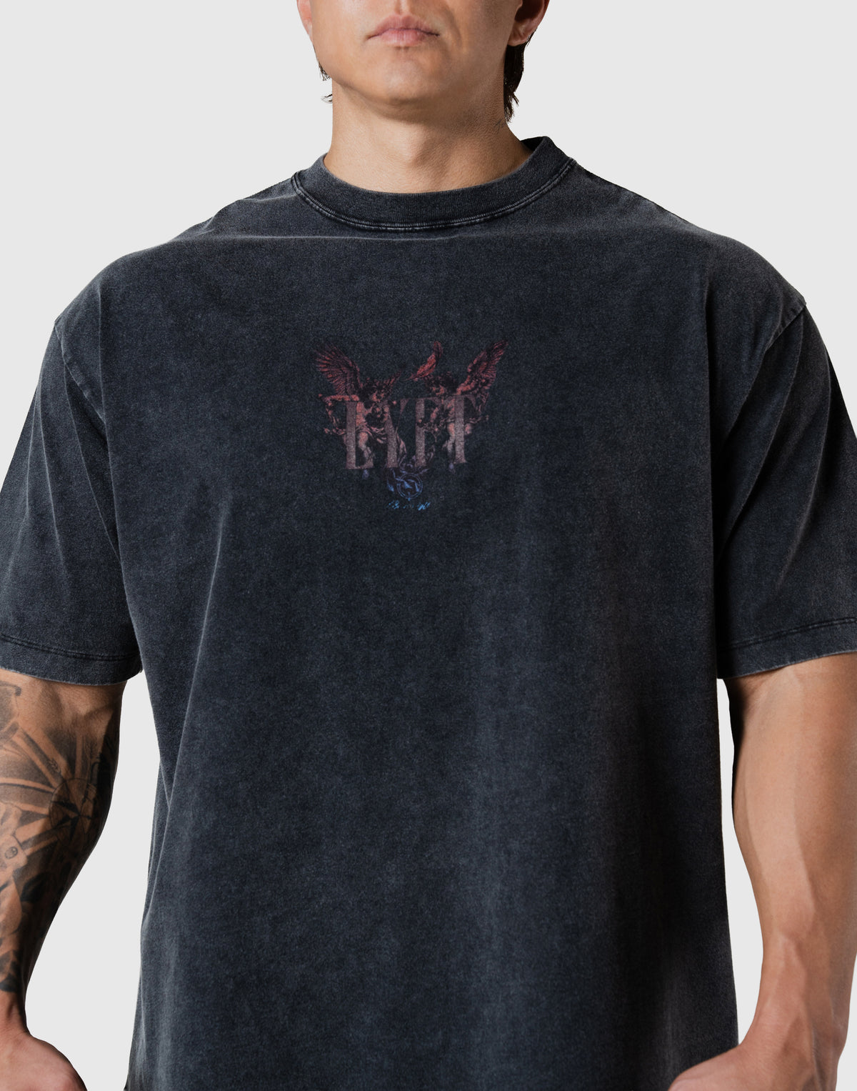 Angel Graphic Vintage Big T-Shirt - Black