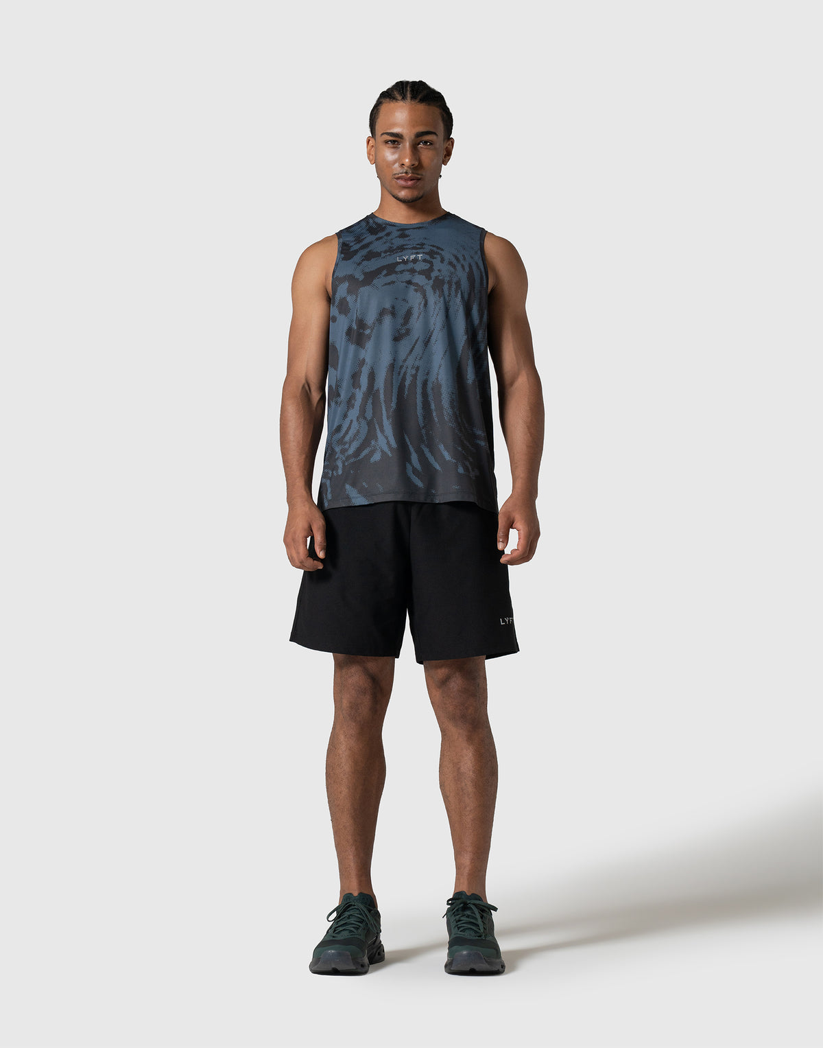 Wave Pattern Graphic Stretch Tanktop - Blue