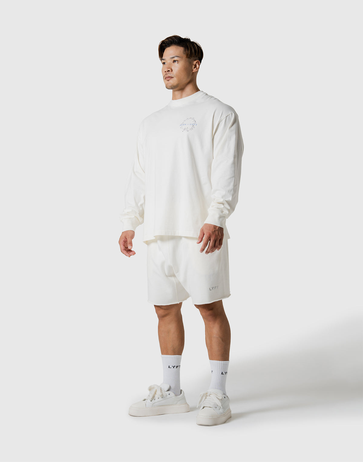 Orbit Script Logo Vintage Long Sleeve T-Shirt - Ivory