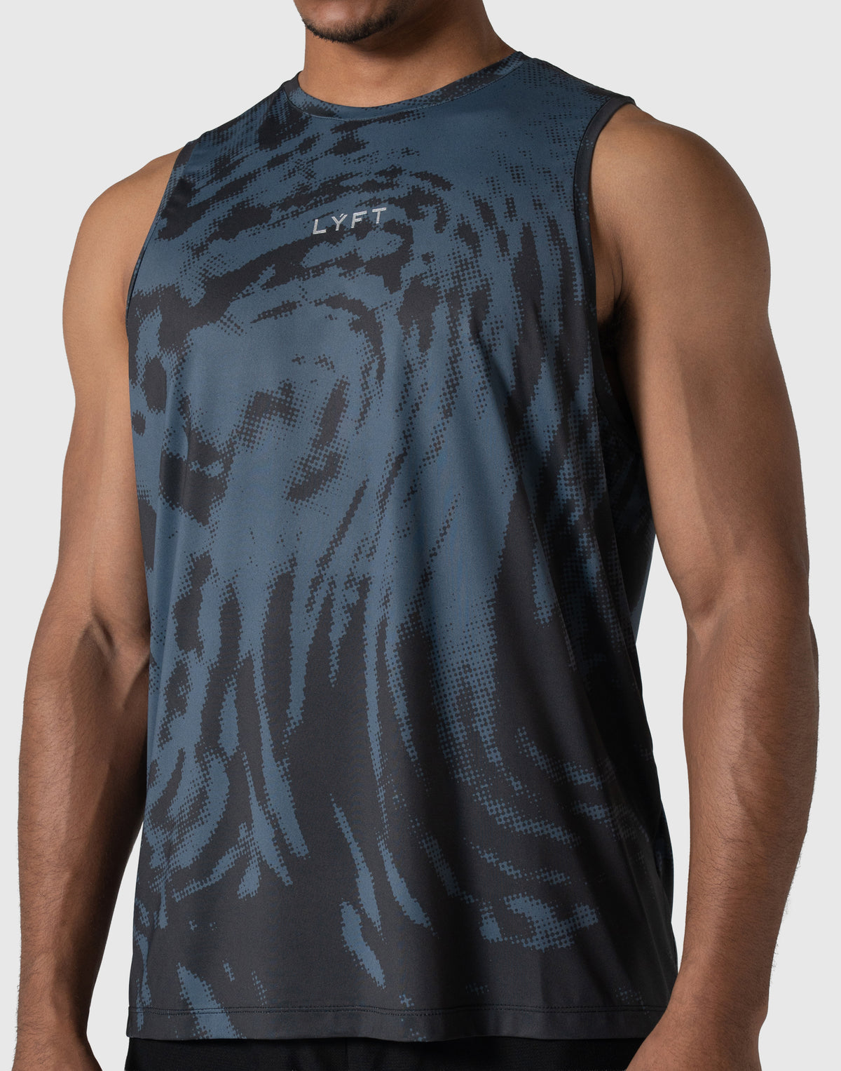 Wave Pattern Graphic Stretch Tanktop - Blue