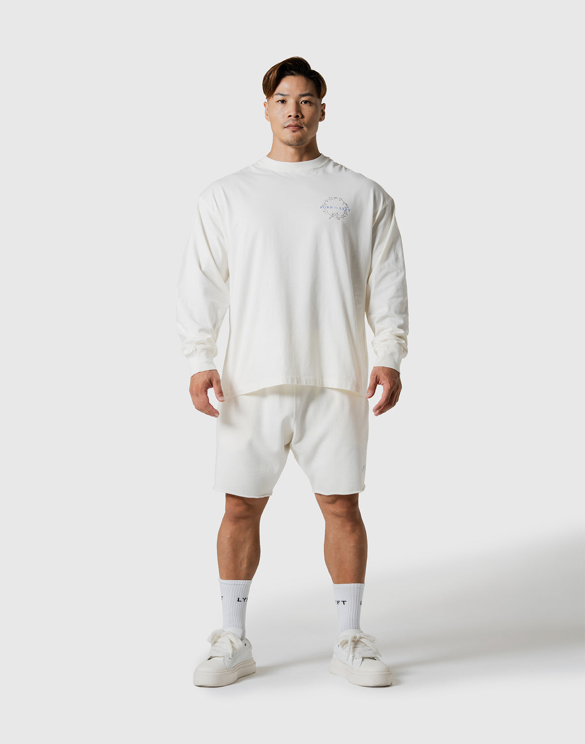 Orbit Script Logo Vintage Long Sleeve T-Shirt - Ivory
