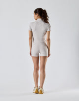 Cropped Slim Fit Short Sleeve Jacket - Ivory