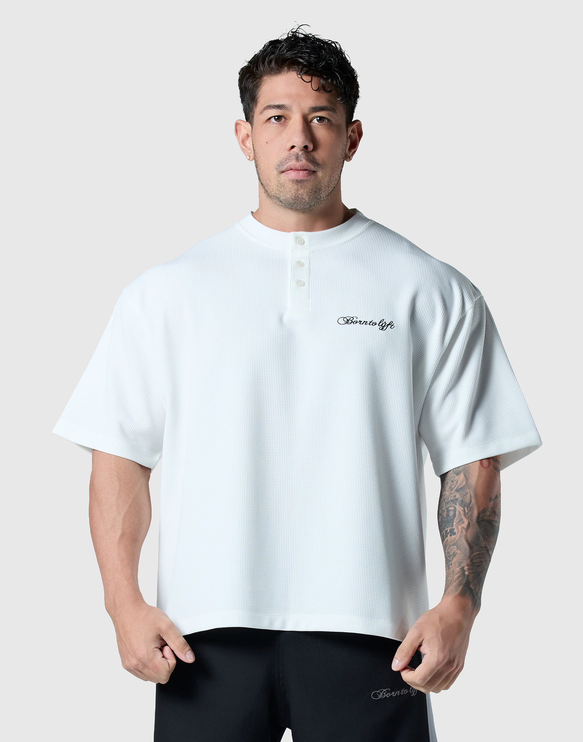 Script Logo Henry Neck T-Shirt - Ivory