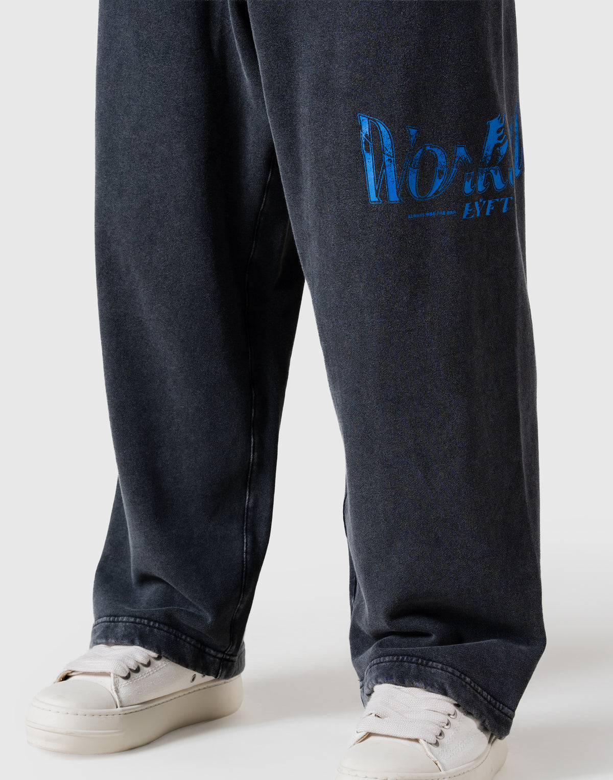 Work Out Graphic Vintage Wide Sweat Pants - Black