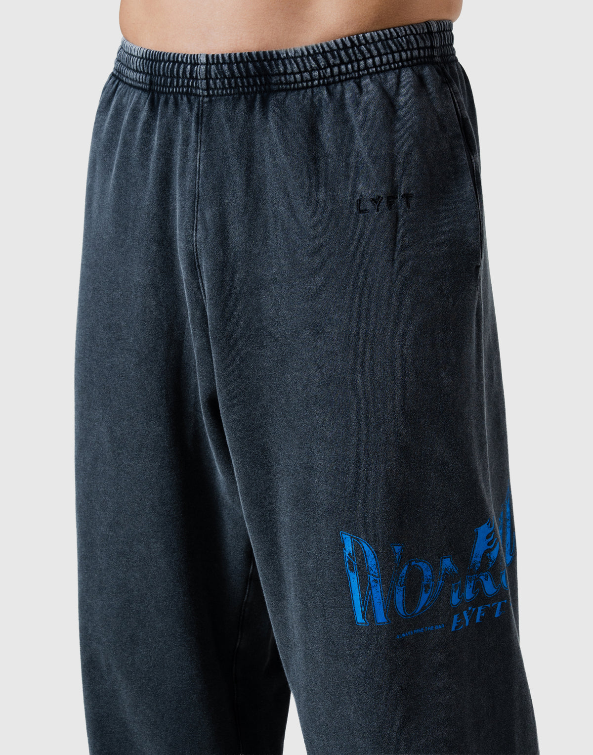 Work Out Graphic Vintage Wide Sweat Pants - Black